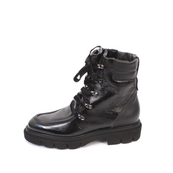 Luca Grossi 001a Black Patent Leather Zip-Up Lace-Up Ankle Boots - Picture 6 of 8